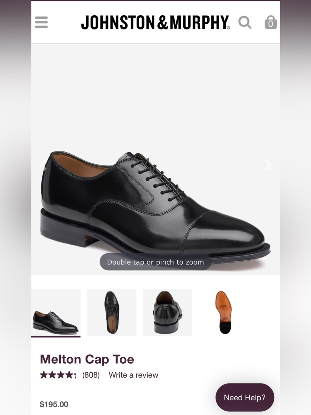 Johnston & Murphy Melton Cap-Toe Oxford - Black